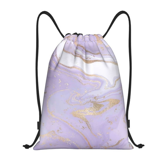 Bingfone Lavender Glitter Foil Stripes Drawstrings Backpacks Bags For Men Women Gym Drawstrings Bag