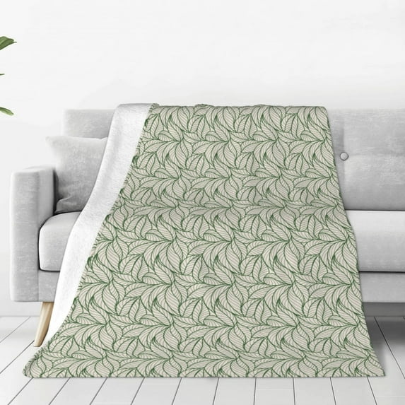 Bingfone Leaves Print Flannel Fleece Blanket Throw Blanket for Bed,Sofa,Couch,Travel,Camping(80"x60" )