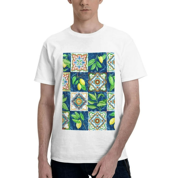 Bingfone Lemon And Leaves Men'S Loose Fit Short-Sleeve Pocket T-Shirt