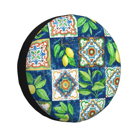 Bingfone Lemon And Leaves Spare Tire Cover Weatherproof Universal Wheel Protectors For Rv Camper Travel Trailer Suv Truck 17 Inch