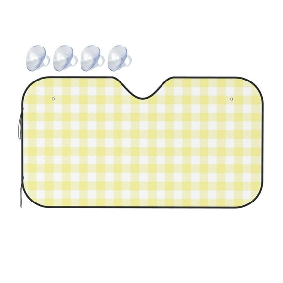 Bingfone Lemon Yellow Checkboard Car Windshield Sunshade,Sun Foldable Sun Shield Sun Visor for Car - Small