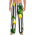 thumbnail image 1 of Bingfone Lemons On Striped Mens All Over Print Sleep Pajama Pants-Small, 1 of 9