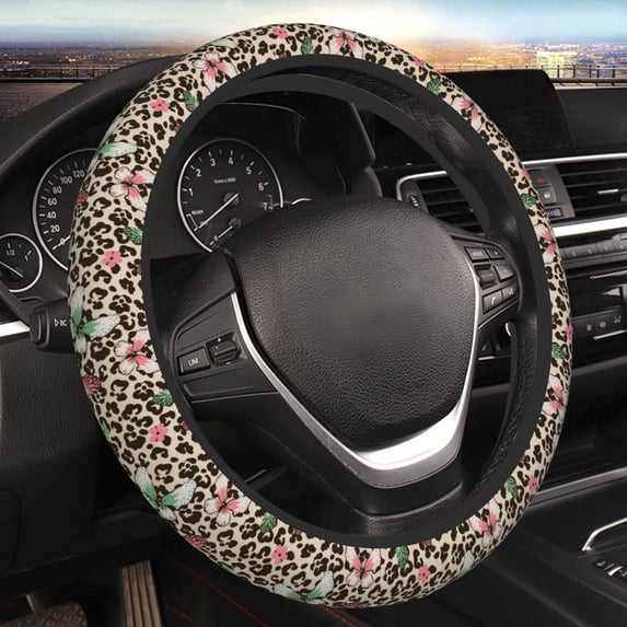 Bingfone Leopard Dots Seamless Pattern Steering Wheel Cover - Universal 15 Inches Car Steering Wheel Covers Grip Auto Internal Accessories