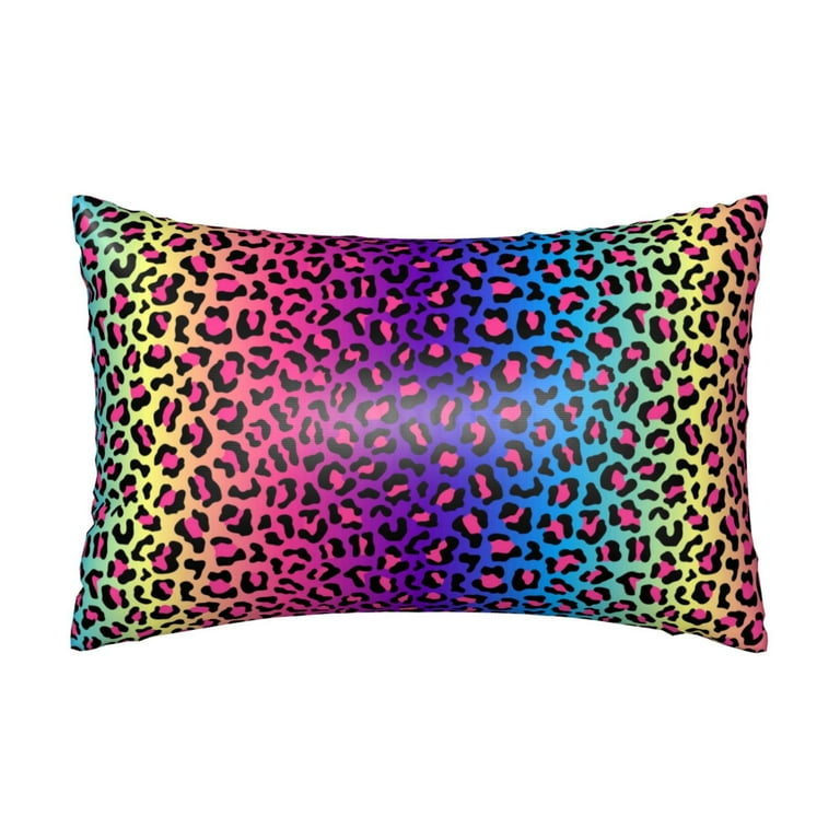 Bingfone Leopard Neon Rainbow Gradient Print Satin Pillowcase for Hair Standard Size with Zipper Silky Soft Pillow Covers 20x30 inches Walmart