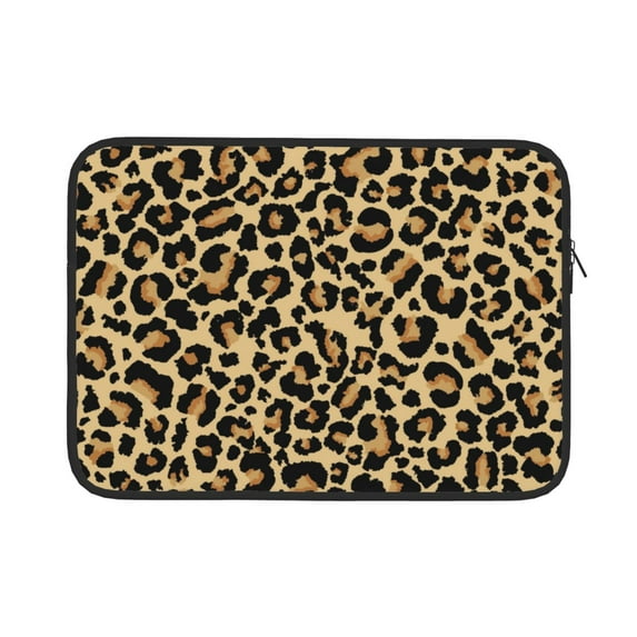 Bingfone Leopard Print Laptop Sleeve Case 15 Inch, 360° Protective Computer Carrying Bag