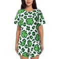 thumbnail image 1 of Bingfone Leopard print St. Patrick's Day Print Pajamas Sets for Women Soft Short-Sleeved Pjs with Lounge Shorts Two Piece Sleepwear, 1 of 8
