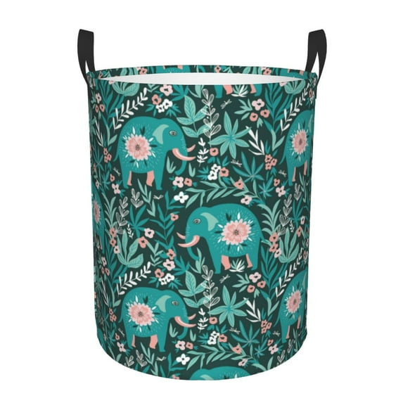 Bingfone Lephants In The Jungle Waterproof Foldable Laundry Hamper Bucket With Handles For Storage Bin,Clothes Hamper (Medium)