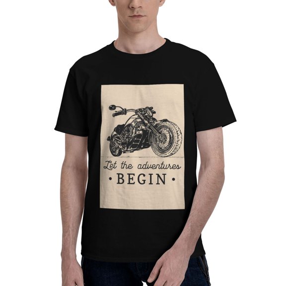 Bingfone Let The Adventure Begin Men'S Loose Fit Short-Sleeve Pocket T-Shirt