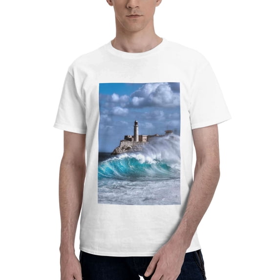 Bingfone Lighthouse In Havana Men'S Loose Fit Short-Sleeve Pocket T-Shirt