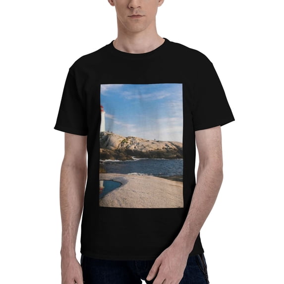 Bingfone Lighthouse Men'S Loose Fit Short-Sleeve Pocket T-Shirt