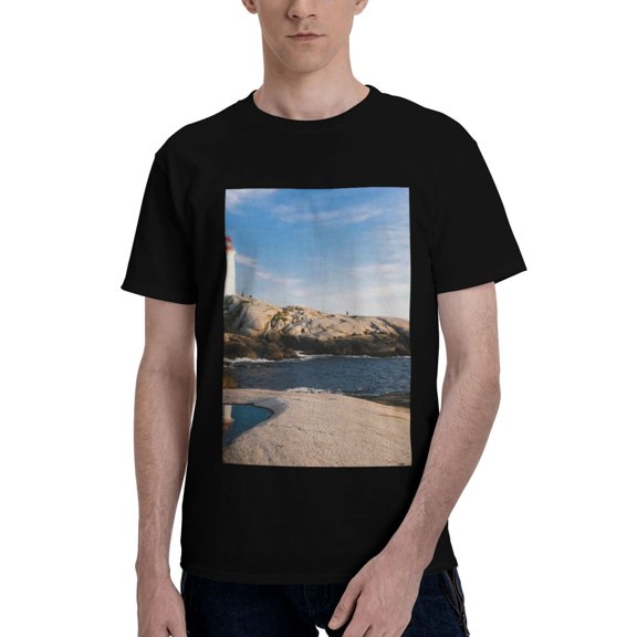 Bingfone Lighthouse Men'S Loose Fit Short-Sleeve Pocket T-Shirt