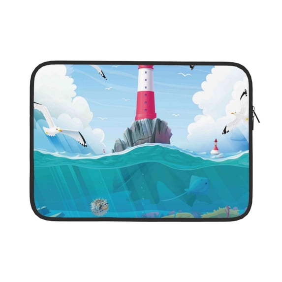 Bingfone Lighthouse Sea Port Laptop Sleeve Case 15 Inch, 360° Protective Computer Carrying Bag