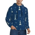 thumbnail image 1 of Bingfone Lighthouses and Anchors Men's Drawstring Hoodie Long Sleeve Pocket Sweatshirts-X-Large, 1 of 6
