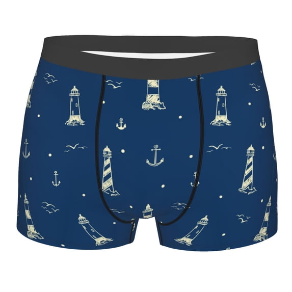 Bingfone Lighthouses and Anchors Men's Underwear - Casual Stretch Boxer Briefs-XX-Large