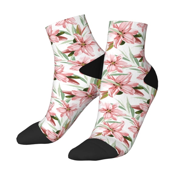 Bingfone Lilies Flowers Design Patterned Men's Women's Casual Cotton Socks