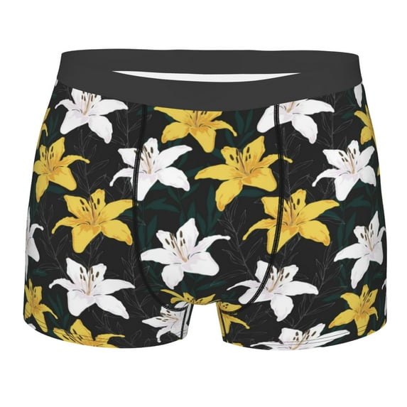 Bingfone Lilies Flowers Men's Underwear - Casual Stretch Boxer Briefs-Medium