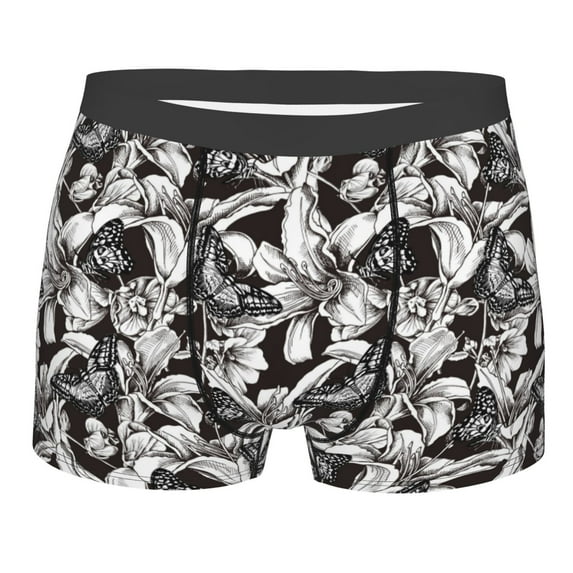 Bingfone Lilies Flowers Men's Underwear - Casual Stretch Boxer Briefs-X-Large