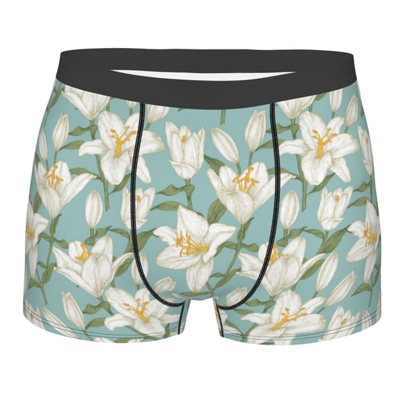 Bingfone Lilies Flowers Men's Underwear - Casual Stretch Boxer Briefs-XX-Large