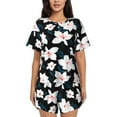 thumbnail image 1 of Bingfone Lilies Flowers Print Pajamas Sets for Women Soft Short-Sleeved Pjs with Lounge Shorts Two Piece Sleepwear, 1 of 8