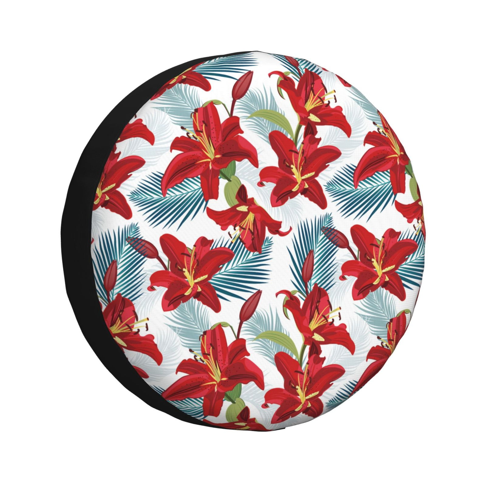 Bingfone Lilies Flowers Spare Tire Cover Weatherproof Universal Wheel