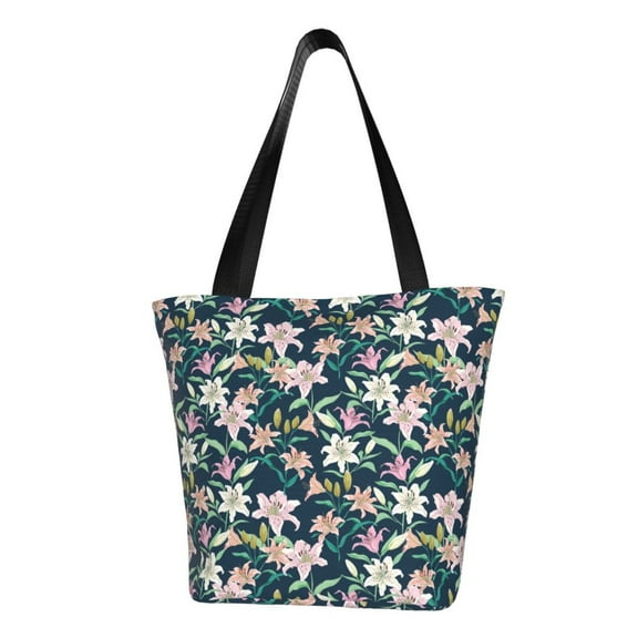 Bingfone Lilies Flowers Women Shoulder Tote Bags Casual Bag Ladies Shopping Handbag
