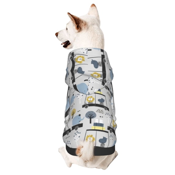 Bingfone Lion Hippo Elephant On The Car Dog Clothes Hoodie, Pet Winter Coat,Puppy Sweatshirts for Small Dogs Boy Girl,Suitable for All Breeds-Large