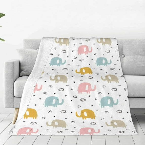 Bingfone Little Elephant Print Flannel Fleece Blanket Throw Blanket for Bed,Sofa,Couch,Travel,Camping(50"x40" )
