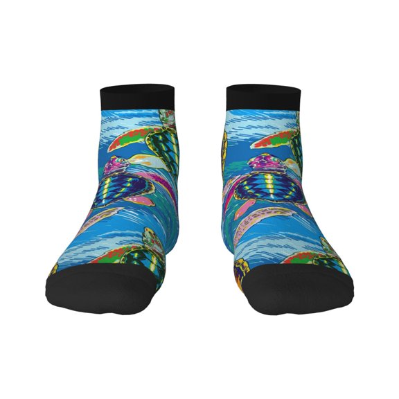 Bingfone Little Sea Turtles Design Patterned Men'S Women'S Casual Cotton Socks
