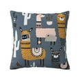 thumbnail image 1 of Bingfone Llama And Cactus Linen Throw Pillow Covers Cushion Case Pocket Button Vintage Farmhouse Pillowcase For Sofa Couch Bed 16"X16", 1 of 9