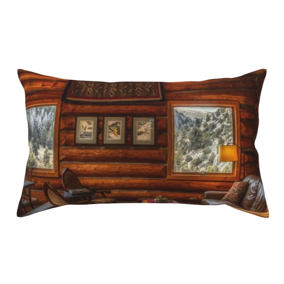 Bingfone Log Cabin Inside Printed Pillowcase 20x36 inches - Standard Pillow Cases with Envelope Closure,Gifts for Women Men