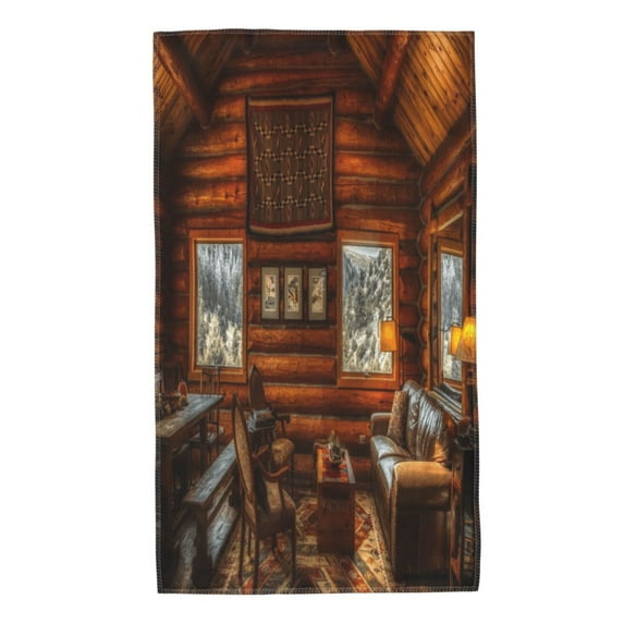 Bingfone Log Cabin Inside Ultra Absorbent & Soft Hand Towels For Bath, Hand, Face, Gym And Spa-27.5x16in
