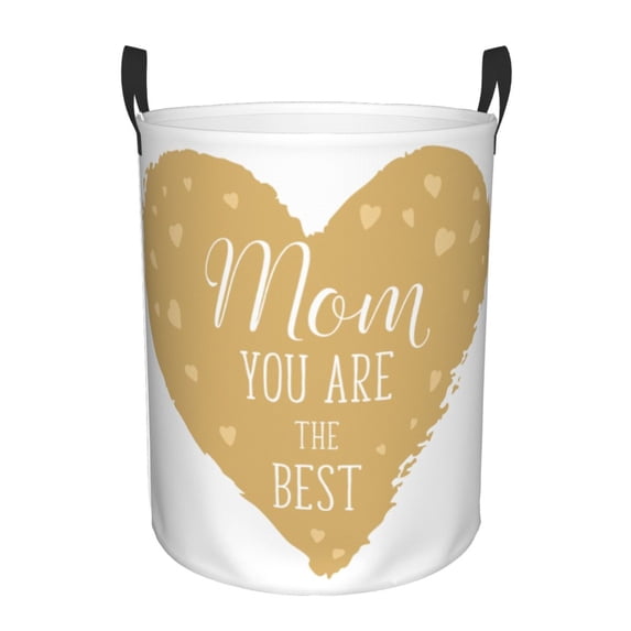 Bingfone Love Mom Waterproof Foldable Laundry Hamper Bucket With Handles For Storage Bin,Clothes Hamper (Small)