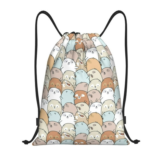 Bingfone Lovely Bear Drawstrings Backpacks Bags for Men Women Gym Drawstrings Bag-Small