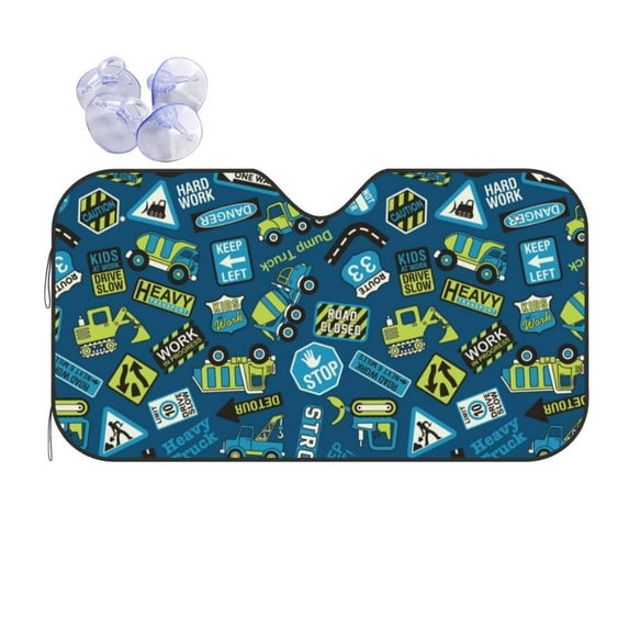 Bingfone Machinery Road Construction Car Windshield Sun Shade Protector Keep Your Vehicle Cool Sun Shield Visor Cover Foldable For Car Truck Suv-Small