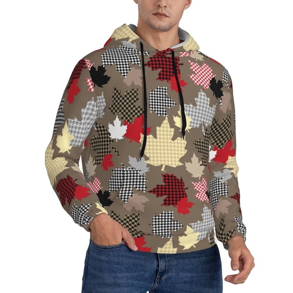 Bingfone Maple colorful Men's Drawstring Hoodie Long Sleeve Pocket Sweatshirts-4X-Large