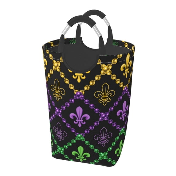 Bingfone Mardi Gra Geometric Laundry Hamper,Large Canvas Fabric Lightweight Storage Basket Toy Organizer Dirty Clothes Collapsible