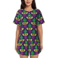 thumbnail image 1 of Bingfone Mardi Gras Carnival3 Print Pajamas Sets for Women Soft Short-Sleeved Pjs with Lounge Shorts Two Piece Sleepwear, 1 of 8