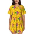 thumbnail image 1 of Bingfone Mardi Gras Crayfish and Fleur de lis Print Pajamas Sets for Women Soft Short-Sleeved Pjs with Lounge Shorts Two Piece Sleepwear, 1 of 8