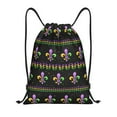 thumbnail image 1 of Bingfone Mardi Gras Fleur De Lis Drawstrings Backpacks Bags For Men Women Gym Drawstrings Bag, 1 of 9