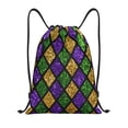 thumbnail image 1 of Bingfone Mardi Gras Shiny Green Purple Drawstrings Backpacks Bags For Men Women Gym Drawstrings Bag, 1 of 9