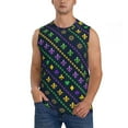 thumbnail image 1 of Bingfone Mardi Gras Strings of Beads Pattern Men's Tank Tops Workout Sleeveless Tee Shirts Running Beach Tanks for Men-Small, 1 of 8
