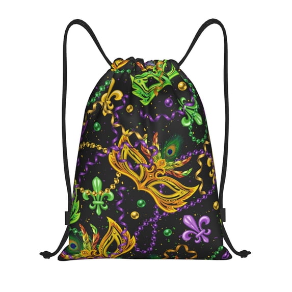Bingfone Mardi Gras Surface Drawstrings Backpacks Bags For Men Women Gym Drawstrings Bag