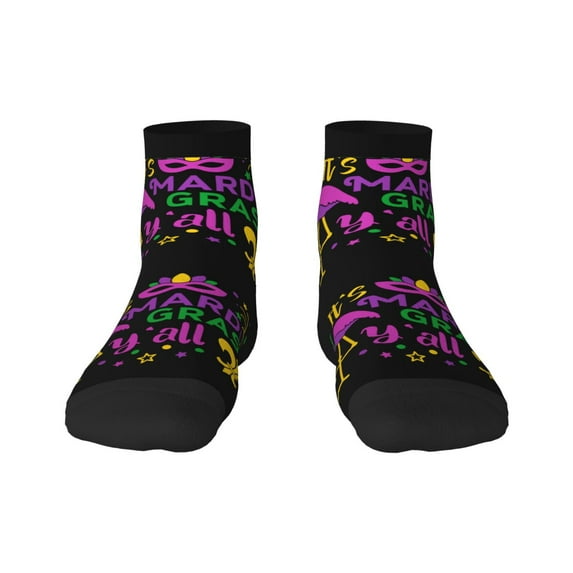 Bingfone Mardi Gras With Flamingo Design Patterned Men'S Women'S Casual Cotton Socks