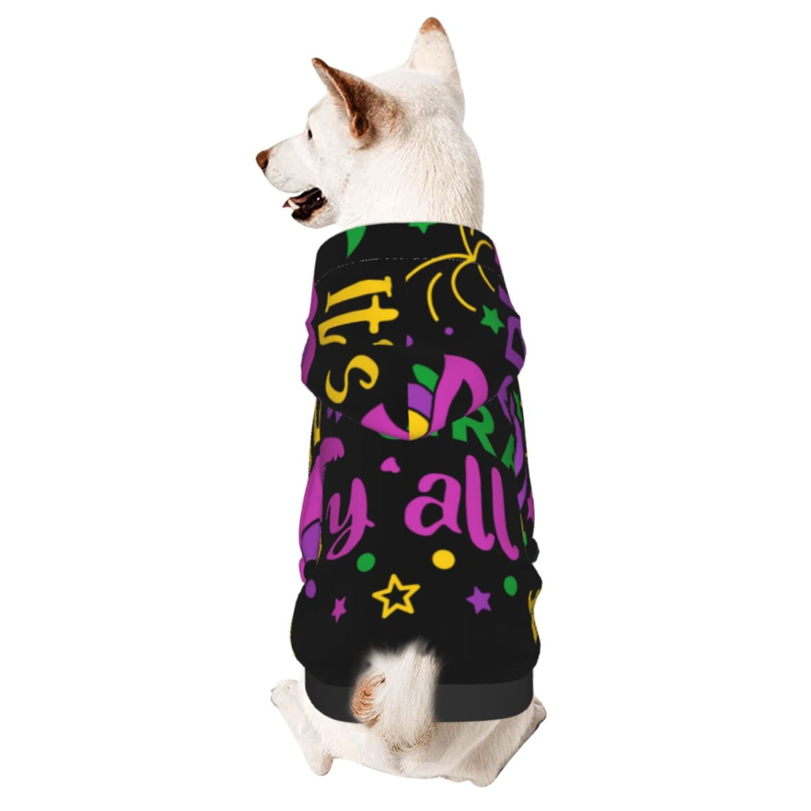 Bingfone Mardi Gras With Flamingo Dog Clothes Hoodie, Pet Winter Coat