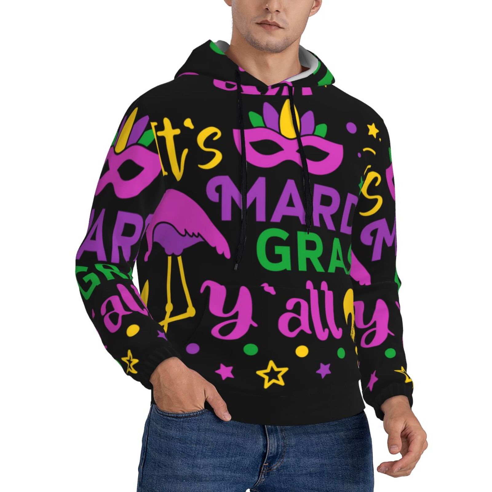 AOBUTE Men's Valentine/Mardi Gras Hoodie - Gingerbread Print, Long Sleeve With Pocket, XX-Large - View #11