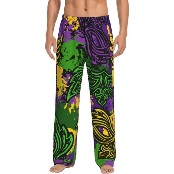 Bingfone Mardi Gras7 Mens All Over Print Sleep Pajama Pants-Small