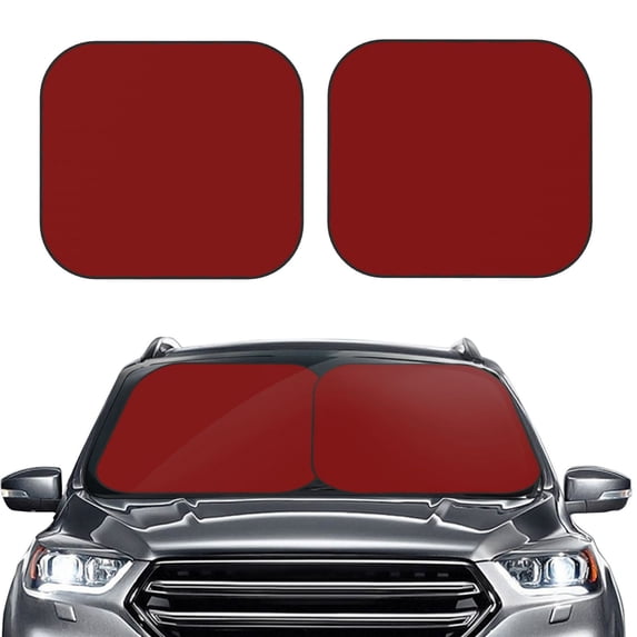 Bingfone Maroon Print 2-Piece Sun Shade Front Windshield - Foldable Car Front Window Sunshades For Most Sedans Suv Truck - Medium