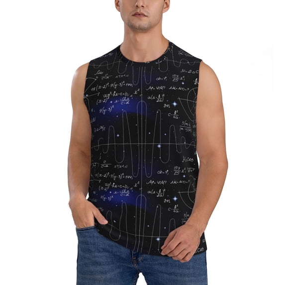 Bingfone Mathematica Science Pattern Men's Tank Tops Workout Sleeveless Tee Shirts Running Beach Tanks for Men-XX-Large