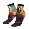 thumbnail image 1 of Bingfone Meditating Golden Retriever Design Patterned Men's Women's Casual Cotton Socks, 1 of 5