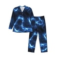 thumbnail image 1 of Bingfone Men'S Pajama Set 2 Piece Loungewear Pjs, Long Sleeve With Pajama Pants-Blue Lightning, 1 of 9